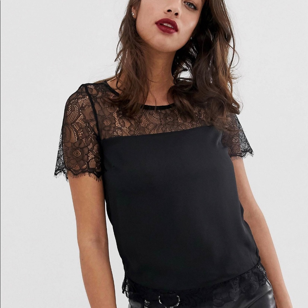 Lace shoulder top